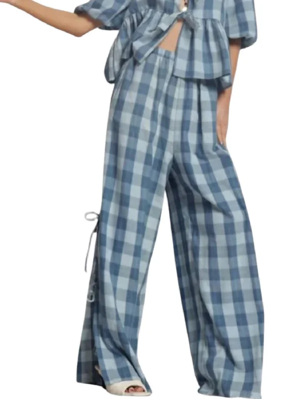 Must-Have Styles Gauze Bow Tie Pants In Blue