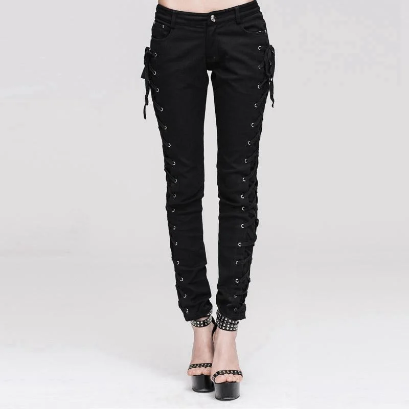 Trendy Pulse Women's Goth Skinny Lacing Detailed Pants