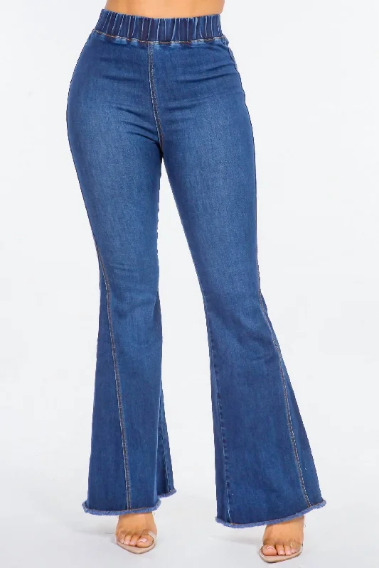 Athleisure Wear Special Offer High Waist Curvy Flare Jeans In Dark Blue