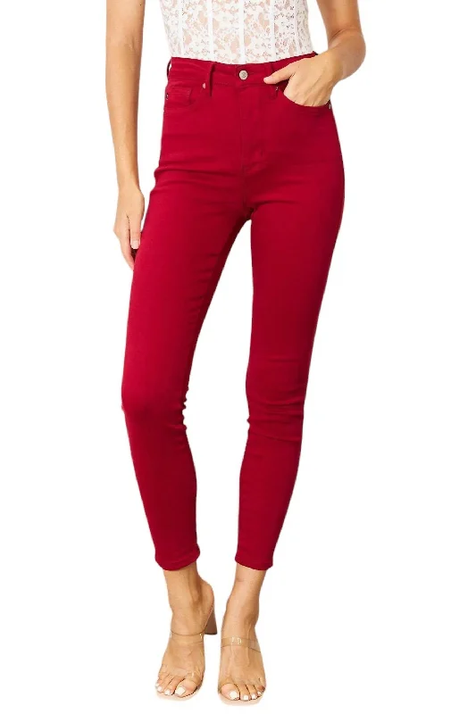 Great Deals On Ethnic Cultural Wear High Waist Tummy Control Skinny Jeans In Scarlet