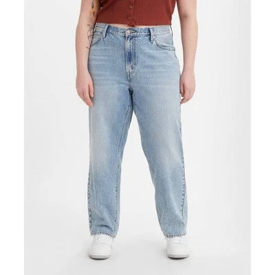 Unleash Your Trend Driven Style New - Levi's Women's Plus Size Mid-Rise '94 Baggy Straight Jeans - Light Indigo Worn In 20