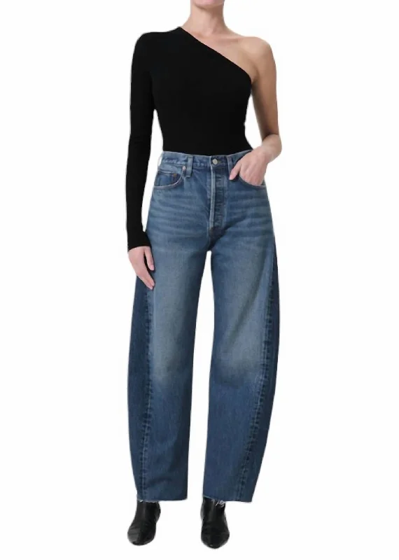 Y2K Nostalgic Fashion Look Luna High Rise Curved Taper Jeans In Split