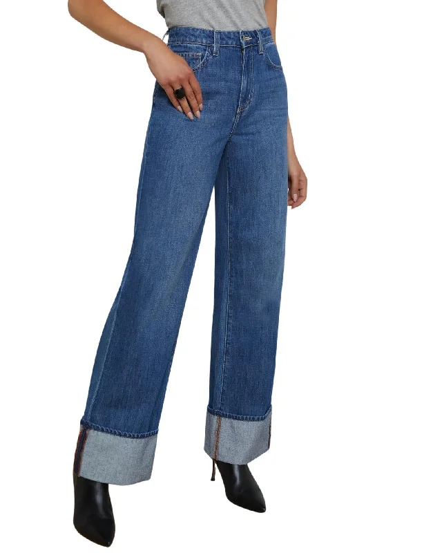 Elegant Styles Miley Leg Cuff Denim Jeans In Lampson