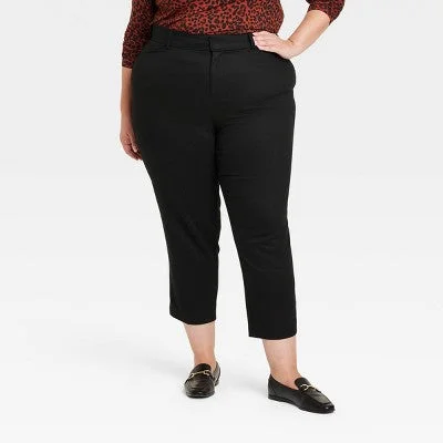 Limited Stock New - Women's High-Rise Ankle Tapered Pants - Ava & Viv Black 22