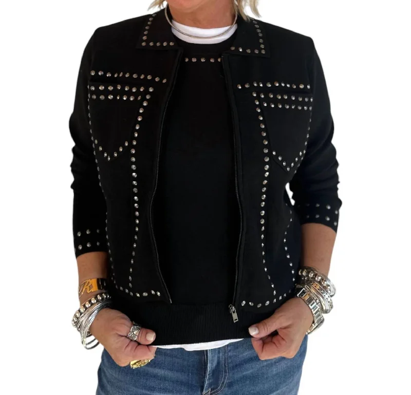 Now On Sale For Chic Urban Styles Be Serious Studded Jacket In Black