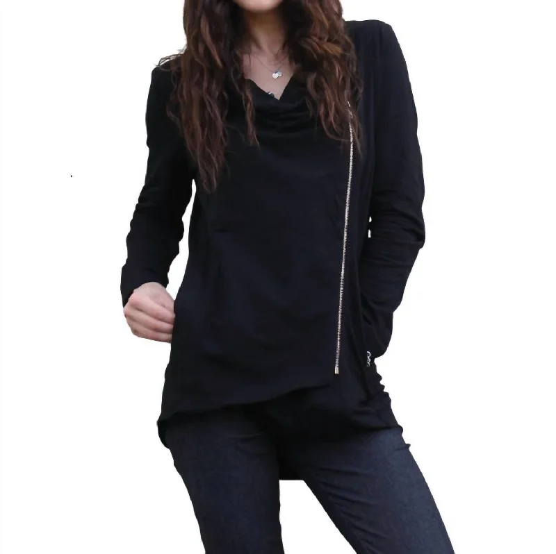 Exquisite Craftsmanship Chic Side Zip Jacket In Black