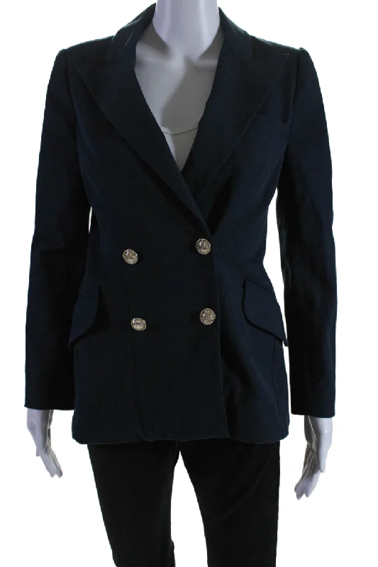 Sophisticated Outfits Derek Lam 10 Crosby Womens Double Breasted Pointed Lapel Jacket Navy