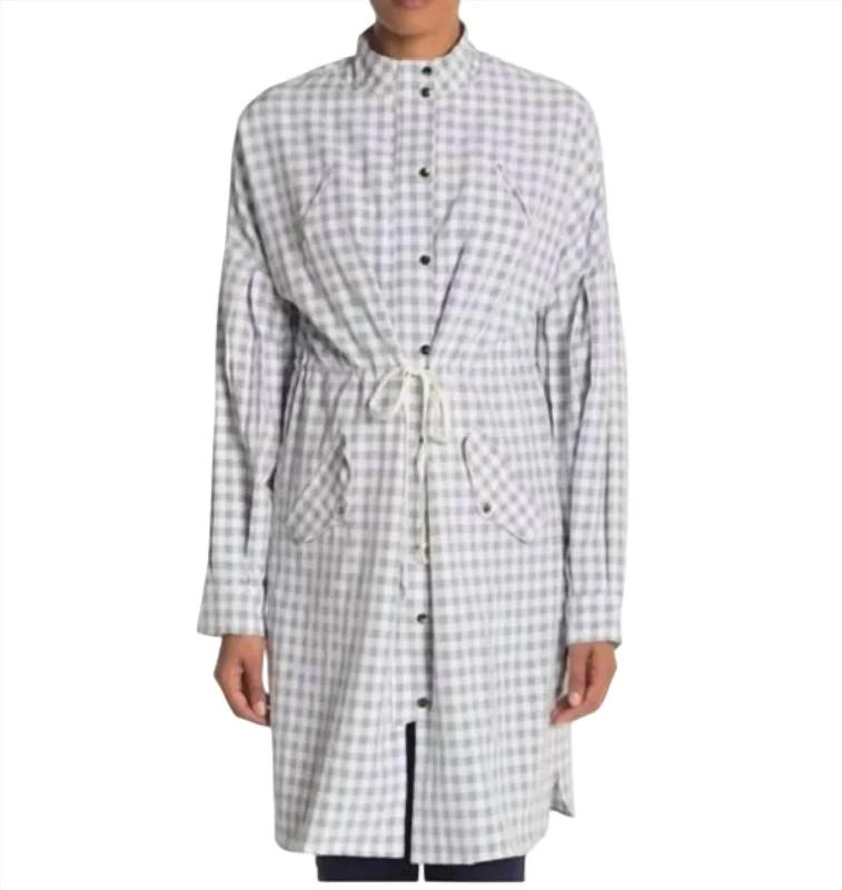 Feminine Elegant Double Duty Shirt Dress And Jacket In Grey, White