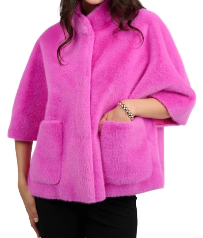 Exclusive Sale Faux Capelet Jacket In Fuchsia