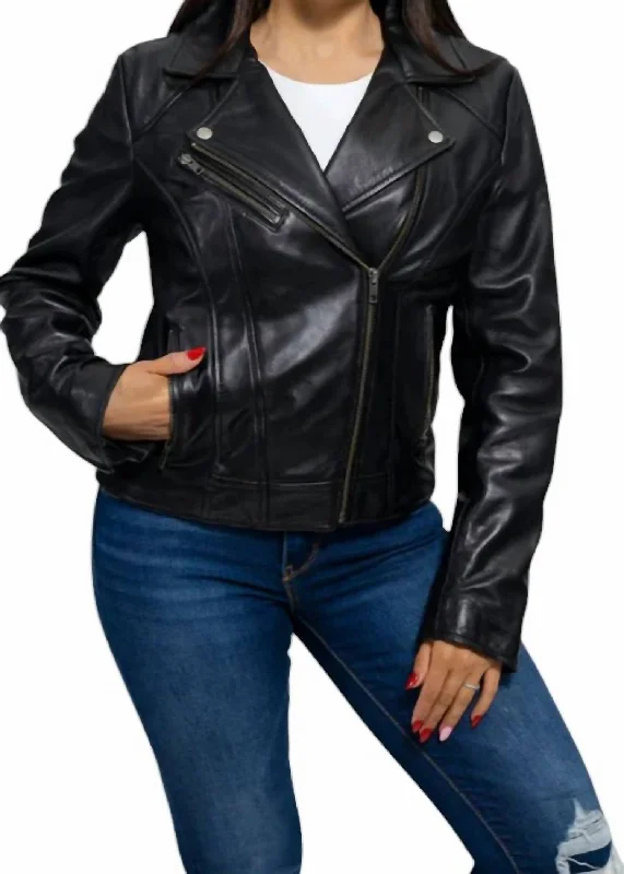 Latest Trends Genuine Leather Rock Star Jacket In Black