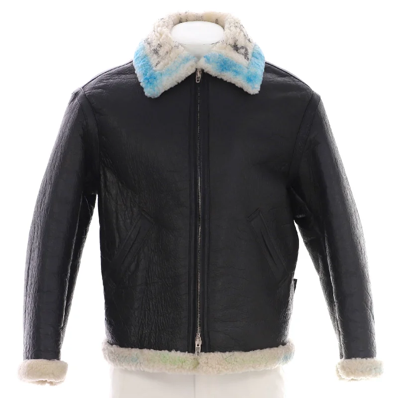 Limited Time Offers Graffiti Zip Jacket Leather and Shearling