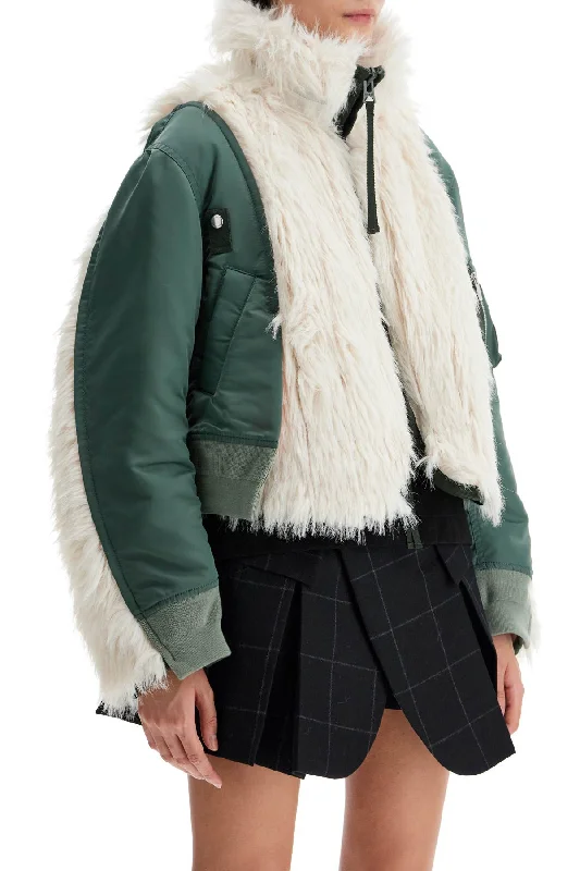 Limited Time Offer Sacai Jacket With Faux Fur Inserts