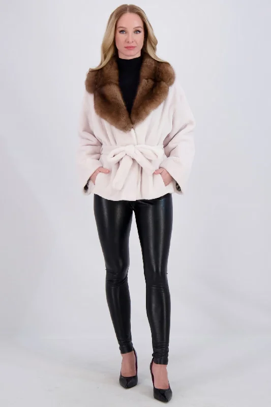 Trend Driven Wardrobe SHEARED MINK JACKET W/ SABLE & BELT