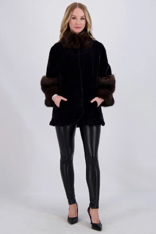 Effortless Everyday Wear SHEARED MINK JACKET W/ SABLE