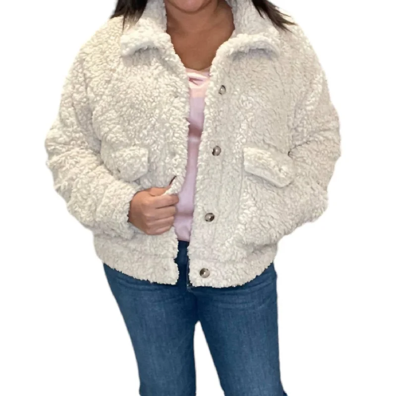 Enjoy Discount Sherpa Button Up Jacket In Natural