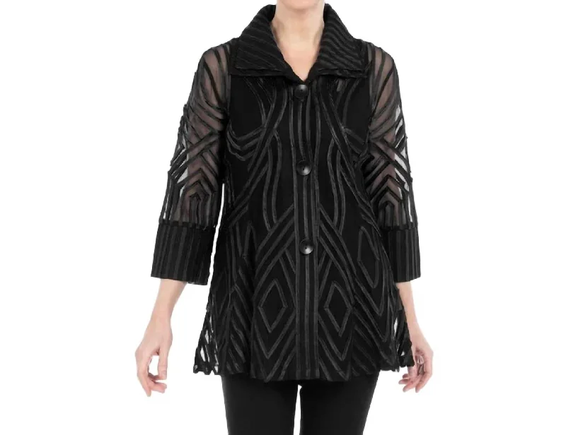 Elegant Ensemble Two-Tone Soutache Jacket In Black