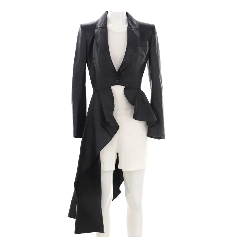 Hot Picks Women's Asymmetrical Peplum Biker Jacket Leather