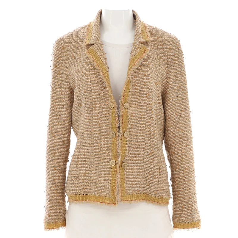 Best Deals Of The Season Women's Pointed Collar Button Up Jacket Sequin Embellished Tweed