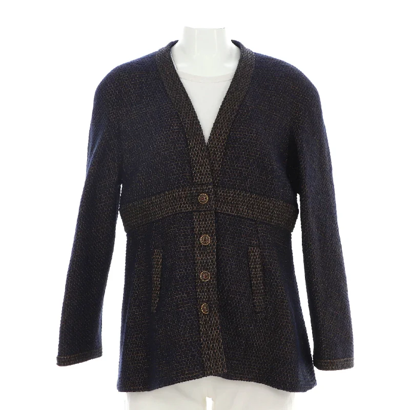 Hot Sale Women's Two Pocket V-Neck Fitted Jacket Tweed